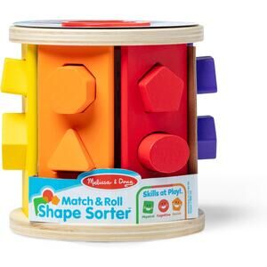 Melissa & Doug Match Roll Wooden Shape Sorter Skill-Building Learning Toy NWT